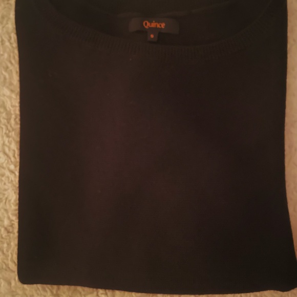 QUINCE NWOT Cotton Cashmere Link Stitch Dolman Sweater Black Size Small Gorgeous - Picture 9 of 12